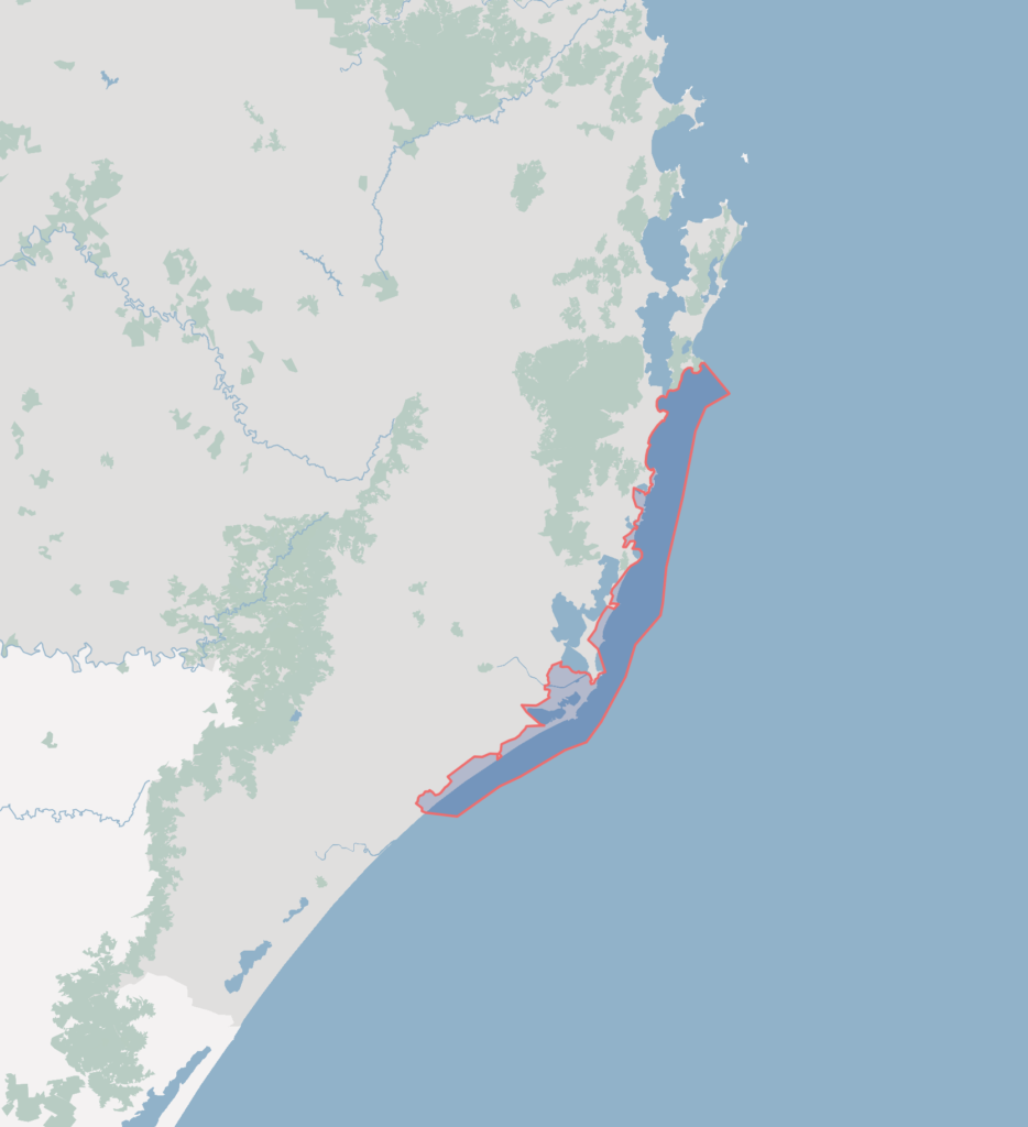 Mapa APA da Baleia Franca - faixa terrestre e marinha